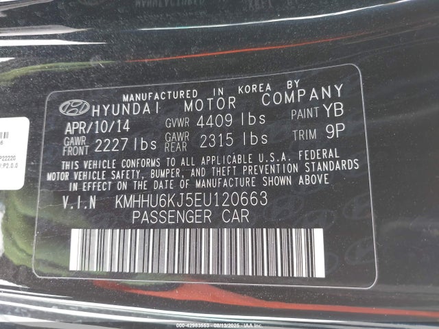 KMHHU6KJ5EU120663 Hyundai gdi lambda ii