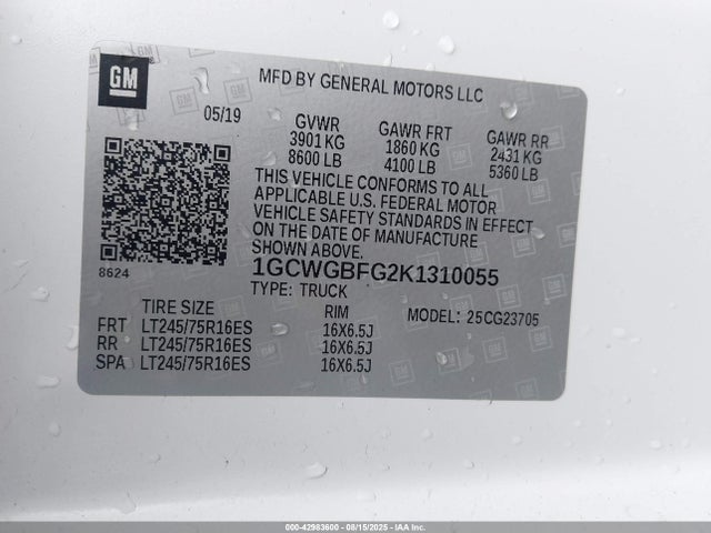 1GCWGBFG2K1310055 Chevrolet l96 - engine flexible fuel, iron