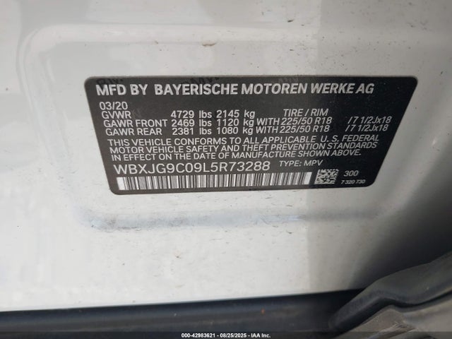 WBXJG9C09L5R73288 BMW X1