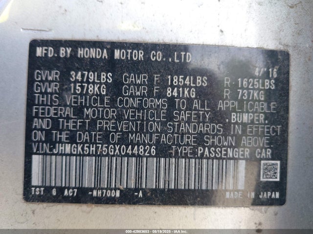 JHMGK5H75GX044826 Honda l15b1