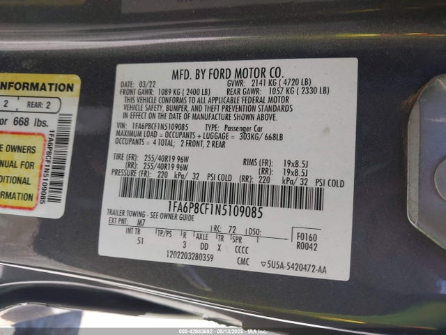 1FA6P8CF1N5109085 Ford tivct
