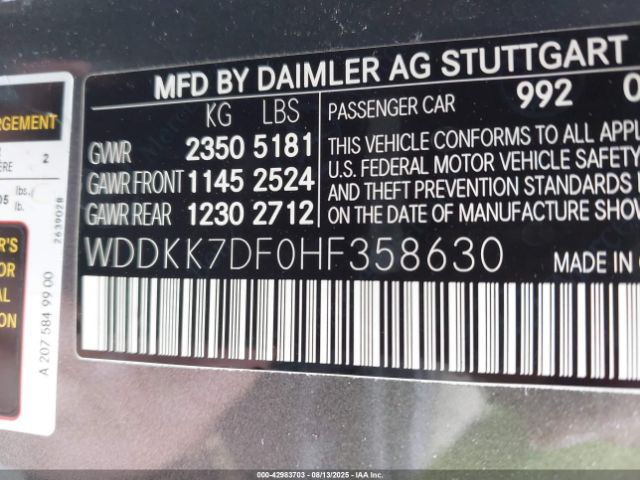 2017 MERCEDES-BENZ E 550 WDDKK7DF0HF358630 Photo 8
