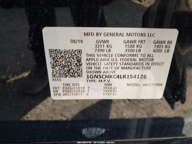 Chevrolet l83 - sidi: spark ignited direct injection, vvt: variable valve timing, afm, e85 max, alum 2020 1GNSCHKC4LR154126 Image 28