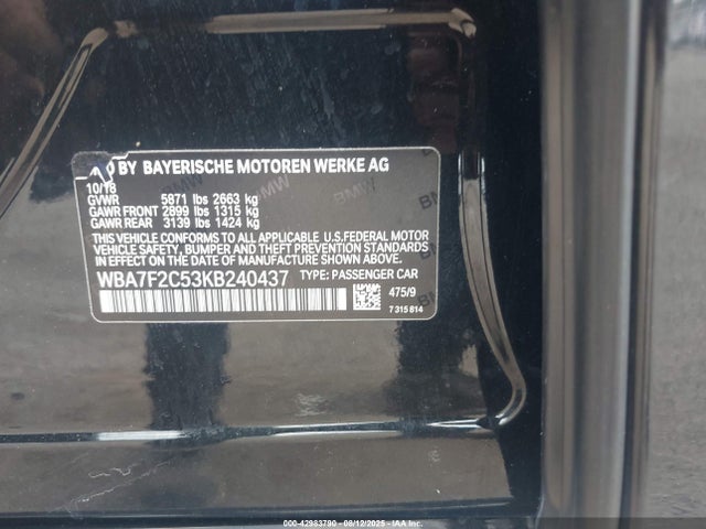 WBA7F2C53KB240437 BMW 750i / b7