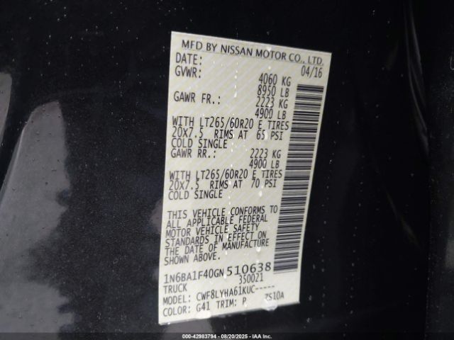 2016 NISSAN TITAN XD 1N6BA1F40GN510638 Photo 8