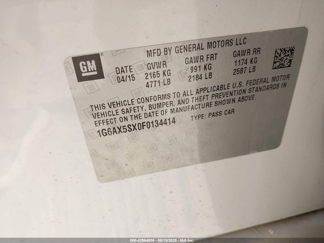 2015 CADILLAC CTS 1G6AX5SX0F0134414 Photo 8