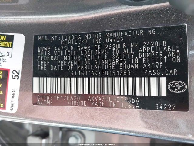 4T1G11AKXPU151363 Toyota a25a-fks
