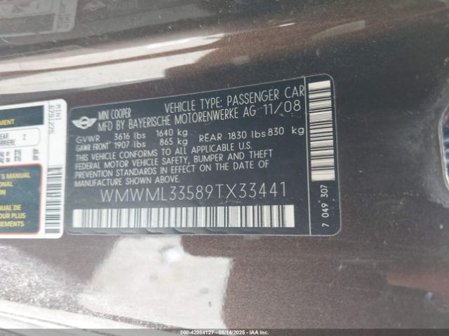 2009 MINI COOPER CLUBMAN WMWML33589TX33441 Photo 8