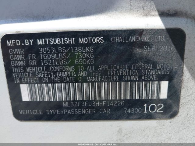 2017 MITSUBISHI MIRAGE G4 ML32F3FJ3HHF14226 Photo 8