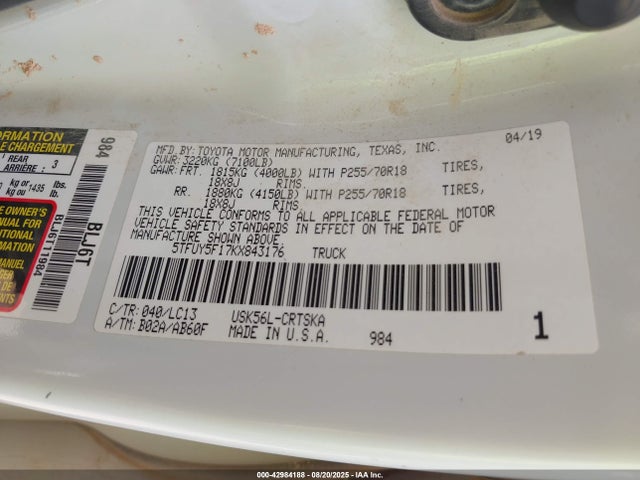 5TFUY5F17KX843176 Toyota 3ur-fe