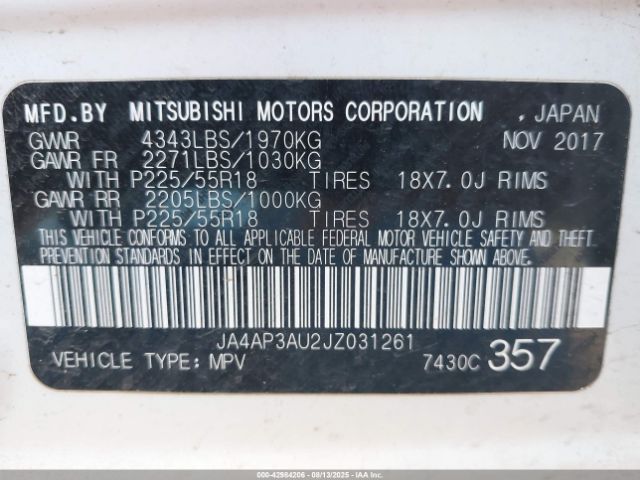 2018 MITSUBISHI OUTLANDER SPORT JA4AP3AU2JZ031261 Photo 8