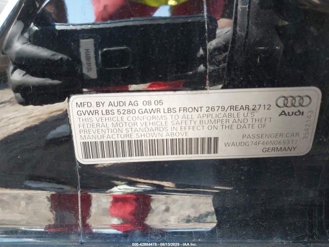 2006 AUDI A6 WAUDG74F46N065317 Photo 8