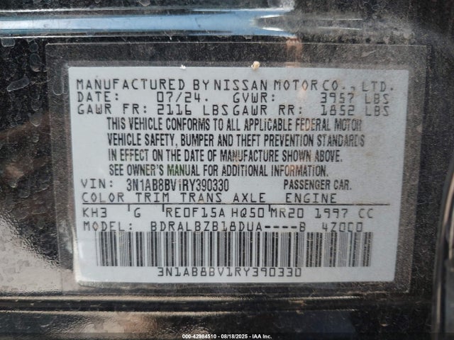 Nissan Sentra 2024 3N1AB8BV1RY390330 Image 9