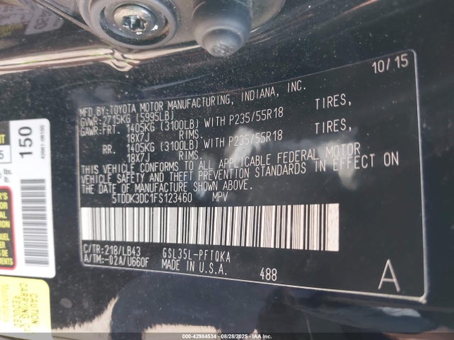 Toyota 2gr-fks 2015 5TDDK3DC1FS123460 Image 9