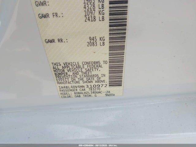Nissan 2021 2021 1N4BL4DV4MN310972 Image 9