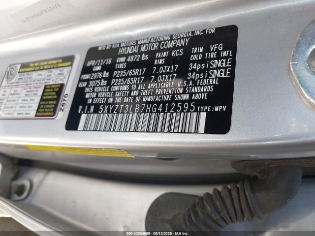 5XYZT3LB7HG412595 Hyundai gdi theta ii