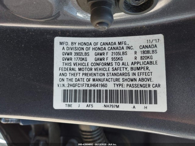 2HGFC1F7XJH641960 Honda l15b7