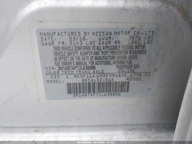 3N1AB7AP7JL638806 Nissan 2018