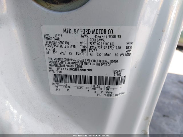 1FT7X2B62EEA98708 Ford 2014