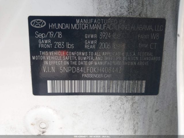 2019 HYUNDAI ELANTRA 5NPD84LF0KH408442 Photo 8