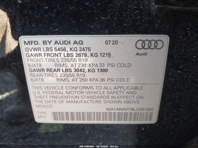 2020 AUDI Q5 WA1ANAFY8L2091062 Photo 8