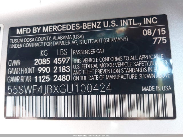 Mercedes-Benz 2016 2016 55SWF4JBXGU100424 Image 9