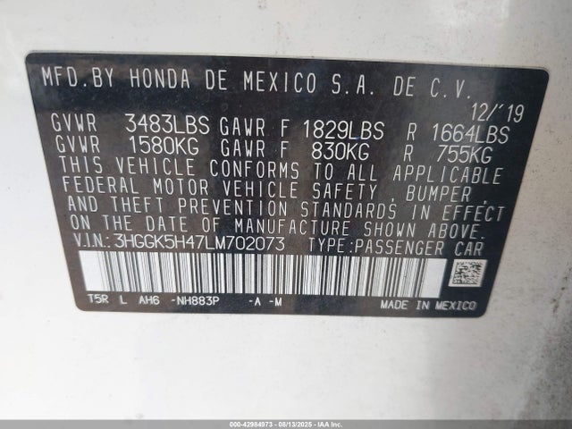 3HGGK5H47LM702073 Honda l15b1