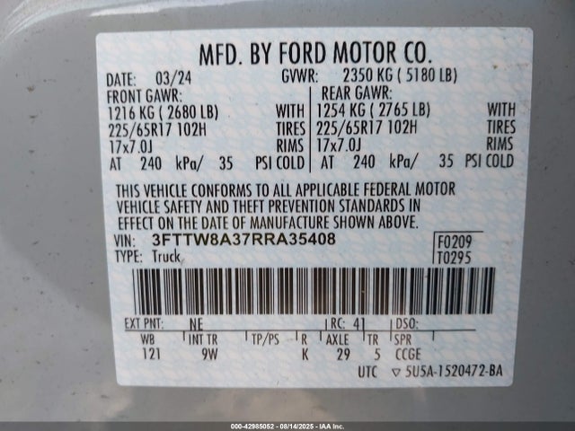 Ford 2024 2024 3FTTW8A37RRA35408 Image 9