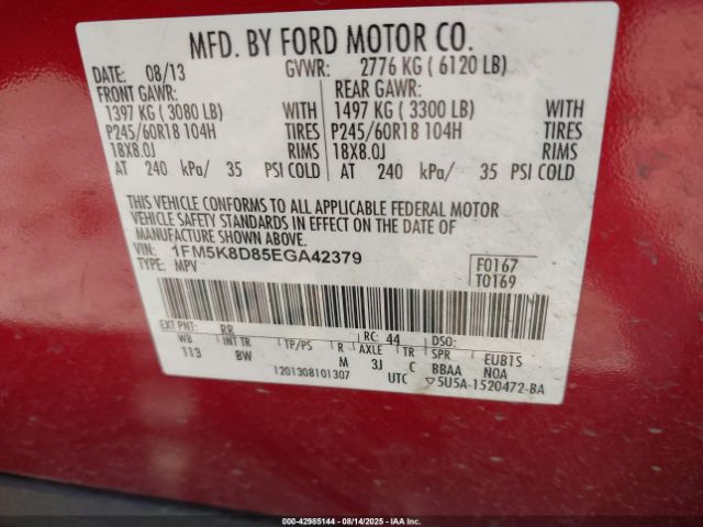 2014 FORD EXPLORER 1FM5K8D85EGA42379 Photo 8