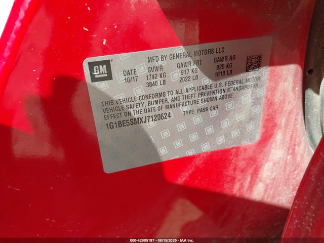 1G1BE5SMXJ7120624 Chevrolet le2 -di: direct injection, vvt: variable valve timing, gen, alum