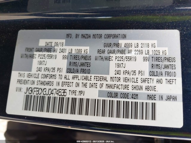 Mazda py cylinder deactivation 2018 JM3KFBCM3J0474535 Image 9