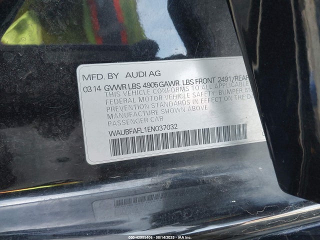 2014 AUDI A4 WAUBFAFL1EN037032 Photo 8