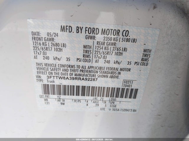 Ford Maverick 2024 3FTTW8A39RRA92287 Image 9