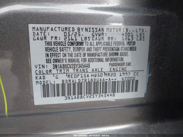Nissan Sentra 2025 3N1AB8CV2SY345448 Image 9