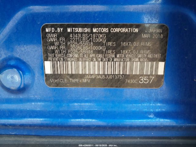 2018 MITSUBISHI OUTLANDER SPORT JA4AP3AU5JU013737 Photo 8