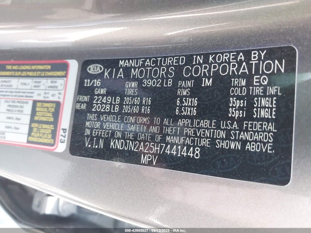 KIA gdi 2017 KNDJN2A25H7441448 Image 9