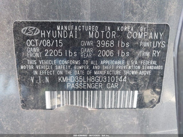 Hyundai dohc gdi nu 2016 KMHD35LH8GU310144 Image 9