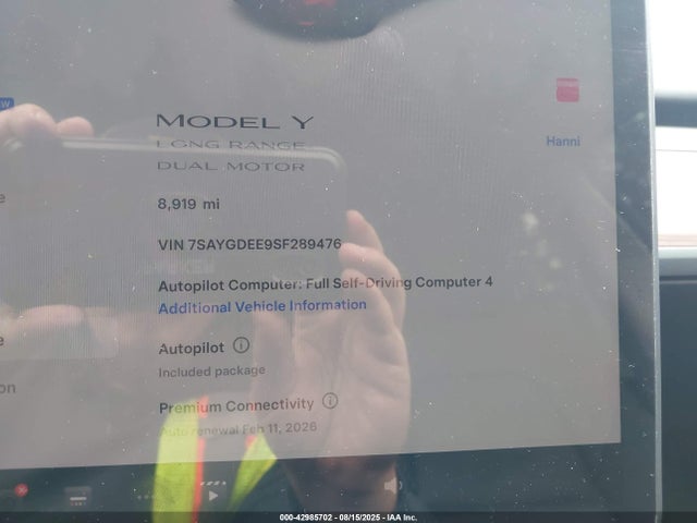 2025 TESLA MODEL Y 7SAYGDEE9SF289476 Photo 6