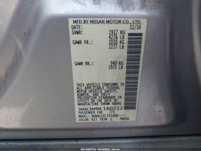1N4AL3AP0HC160212 Nissan Altima