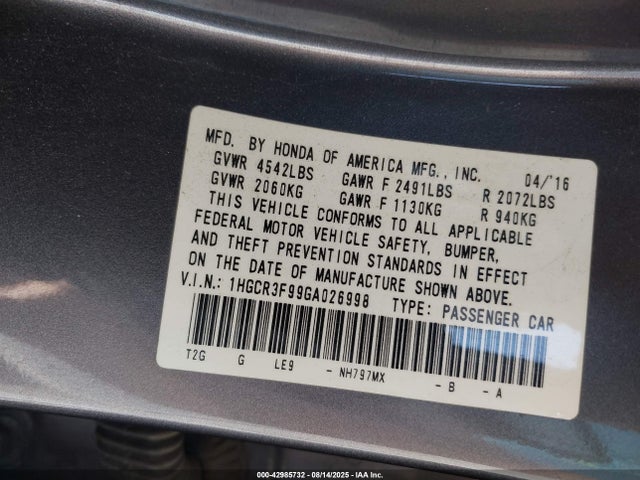 1HGCR3F99GA026998 Honda j35y1