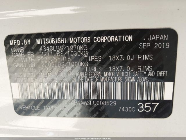2020 MITSUBISHI OUTLANDER SPORT JA4AP4AW3LU008529 Photo 8