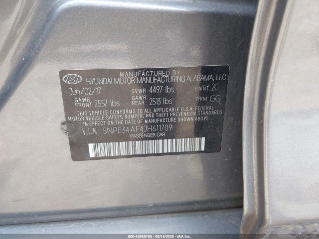 5NPE34AF4JH611709 Hyundai gdi theta-ii