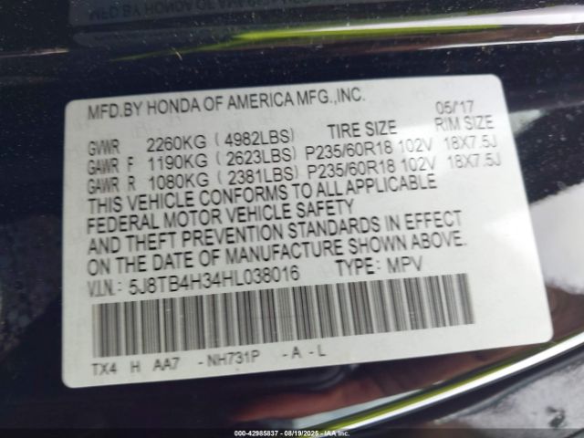 2017 ACURA RDX 5J8TB4H34HL038016 Photo 8