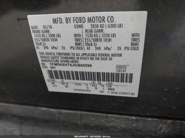 Ford 3.5l gtdi 2018 1FM5K8HT6JGB65598 Image 9
