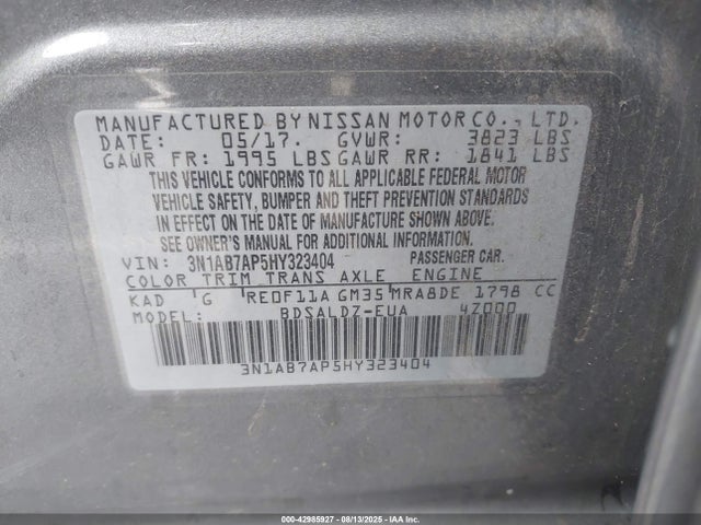3N1AB7AP5HY323404 Nissan 2017