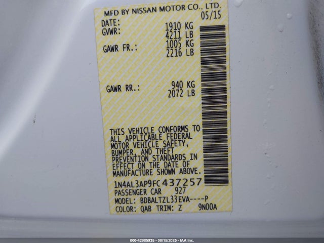 1N4AL3AP9FC437257 Nissan 2015