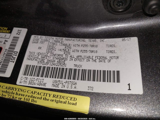 5TFEW5F12HX225251 Toyota 3ur-fbe