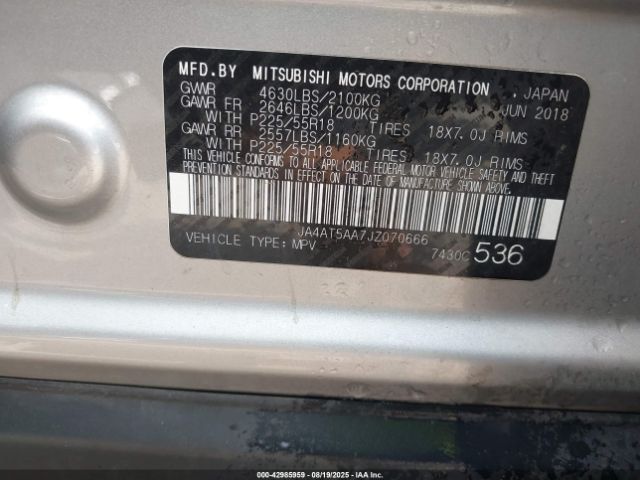 2018 MITSUBISHI ECLIPSE CROSS JA4AT5AA7JZ070666 Photo 8