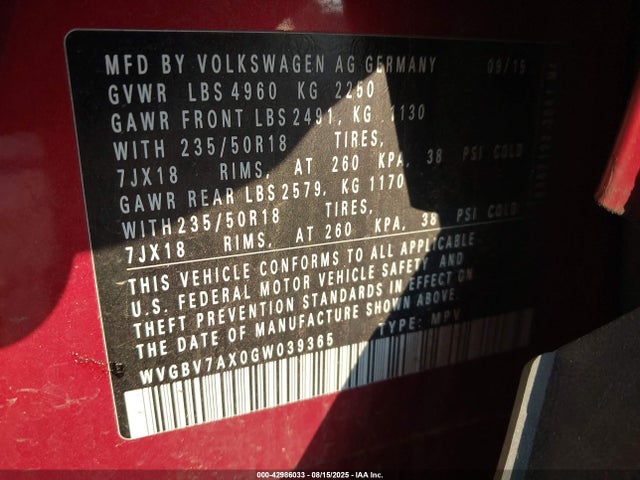 WVGBV7AX0GW039365 Volkswagen 2.0t