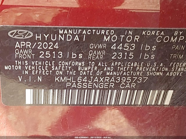 KMHL64JAXRA395737 Hyundai gdi theta iii